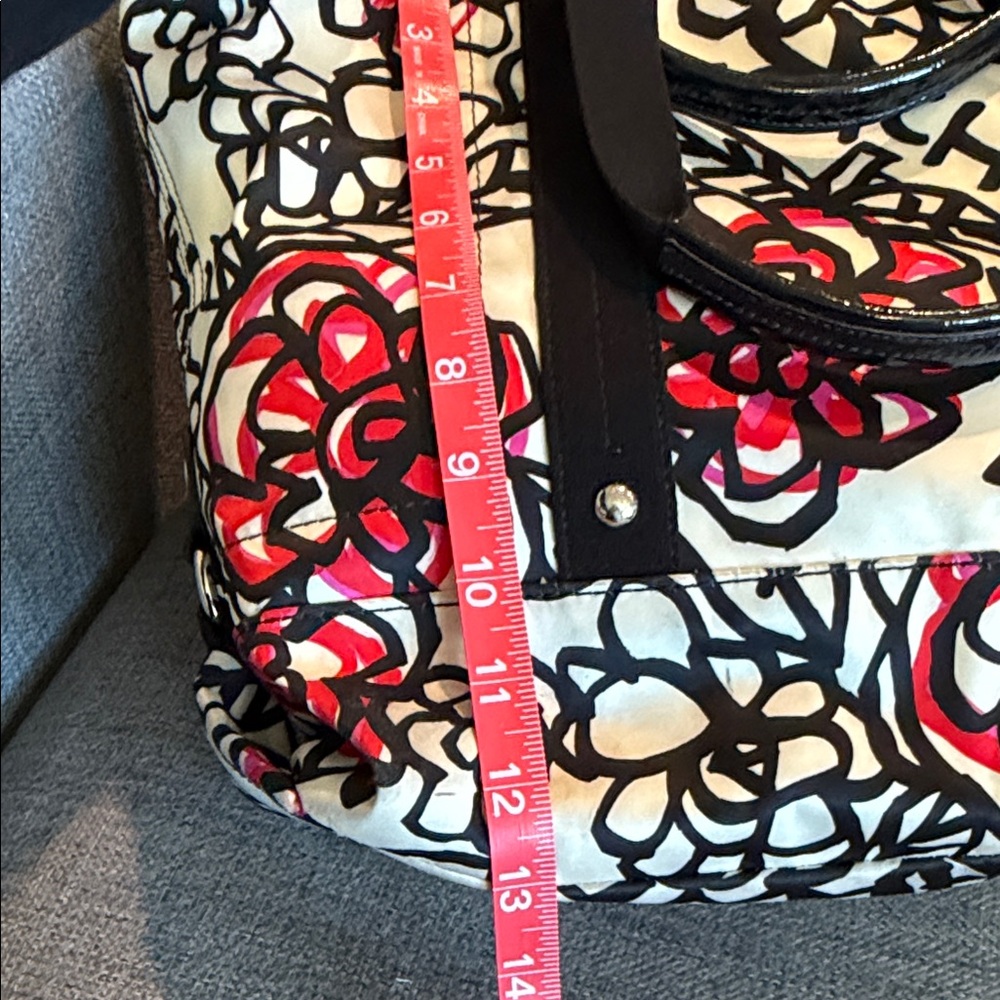 COACH Poppy Daisy Floral Graffiti Tote Bag - Black and Red. 18”x14”x4” Preloved - Picture 5 of 15